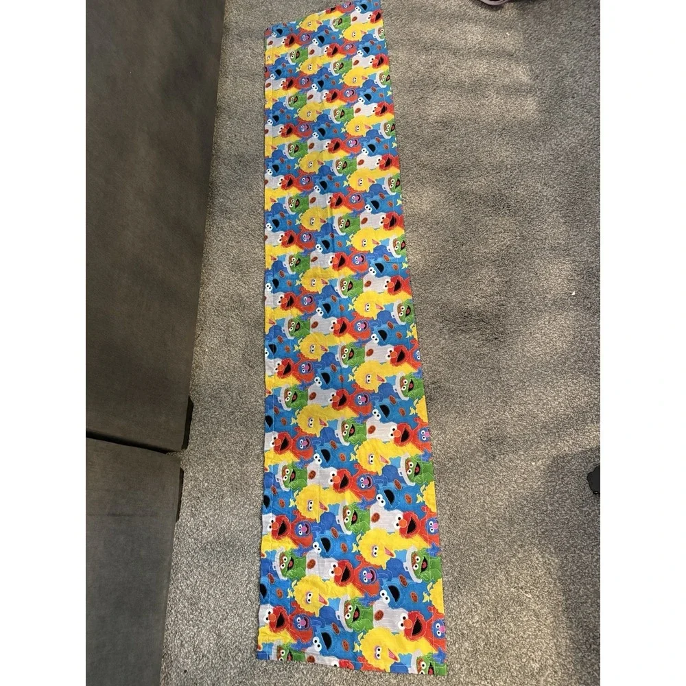 Rare Homemade Sesame Street Double Curtain And Valance Or Fabric 75x73 Val. 80